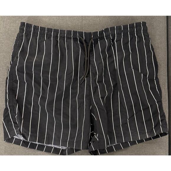 Solid & Striped Black White Pinstripe Lined Swim Trucks Men’s Size XXL - Picture 2 of 5